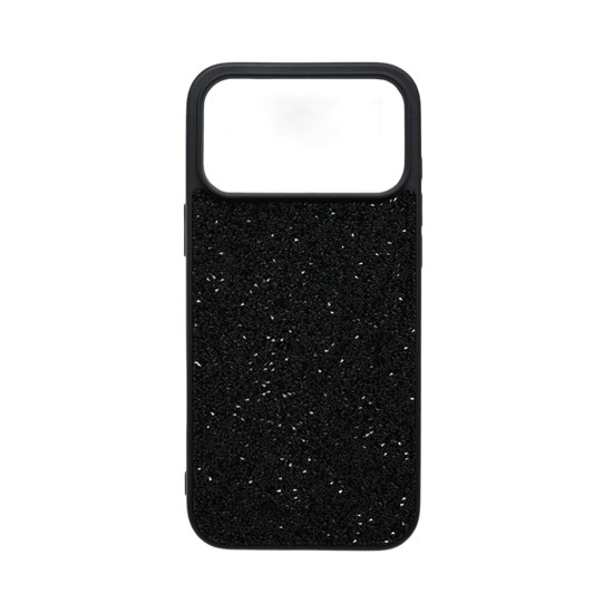 Capa de Silicone Dura de Designer com Cristais de Diamante para Apple iPhone 17 Pro Max/iPhone 18 Pro Max Preto